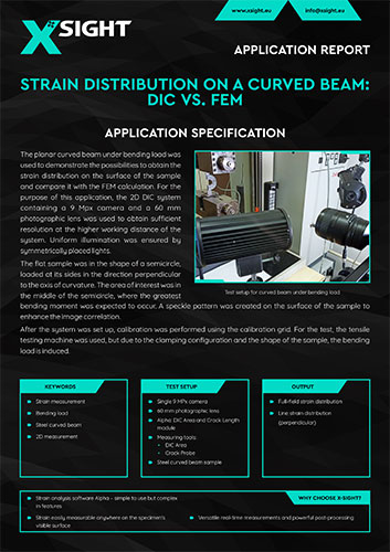 Application report: Strain Distribution on a Curved Beam, DIC vs. FEM